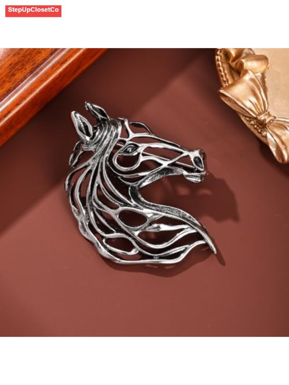Retro Horse Head Brooch Pin for Women Men Vintage Lapel Breastpin Coat Scarf - Picture 2 of 2